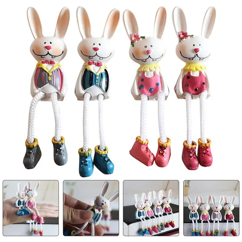 

4Pcs Bunny Dolls Adornment Desktop Resin Artware Decorative Ornaments for Home