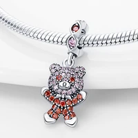 2022new style 925 cartoon bear exquisite charm for 3mm womens bracelet diy jewelry hot plata charms of ley 925 silver