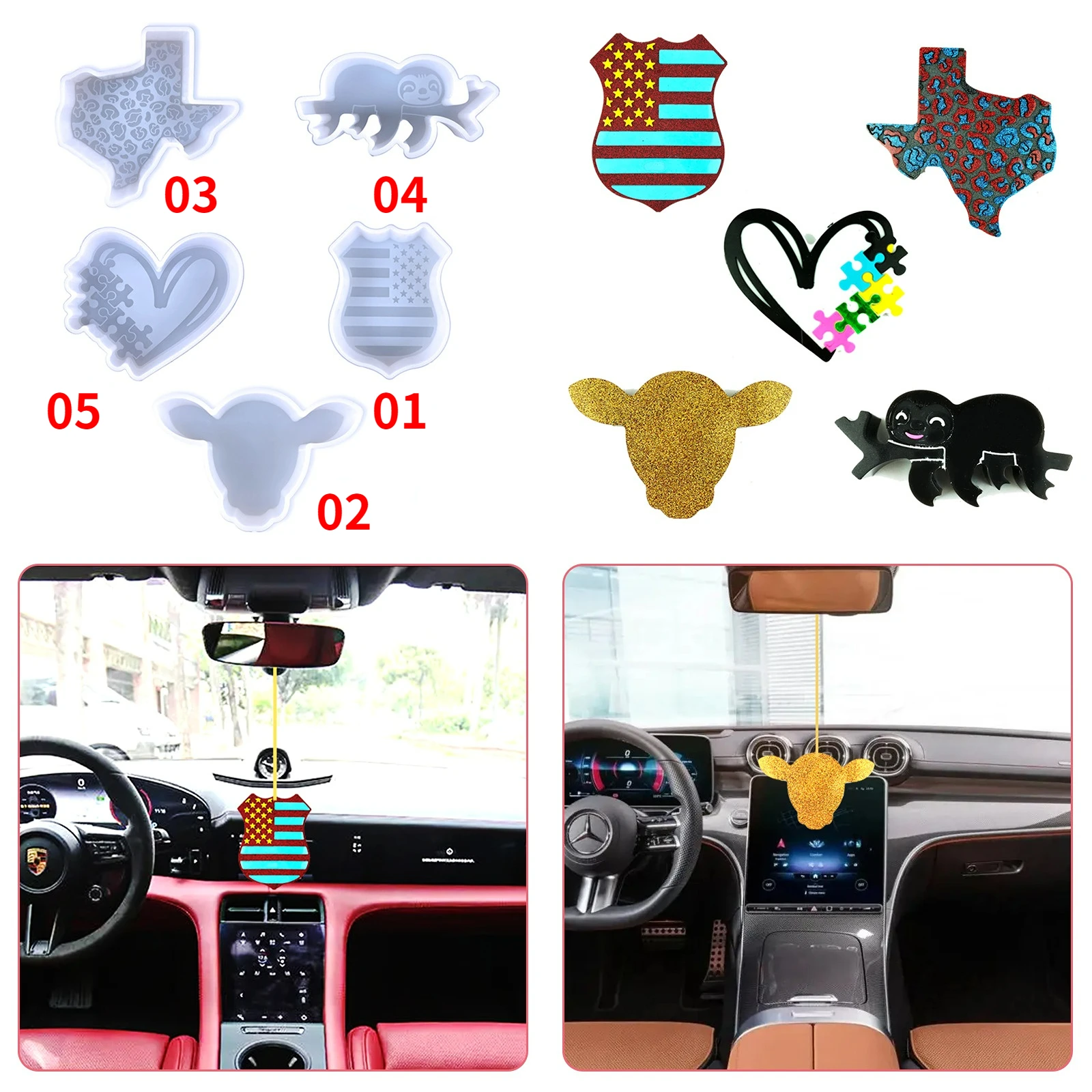 

DIY Crytal Epoxy Resin Mold Aromatherapy Candle Mold Irregular Love Car Aromatherapy Silicone Mold