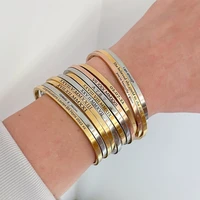 18k custom engraved bracelet numeral name message bangle titanium steel gold silver adjustable womens cuff mothers day gift