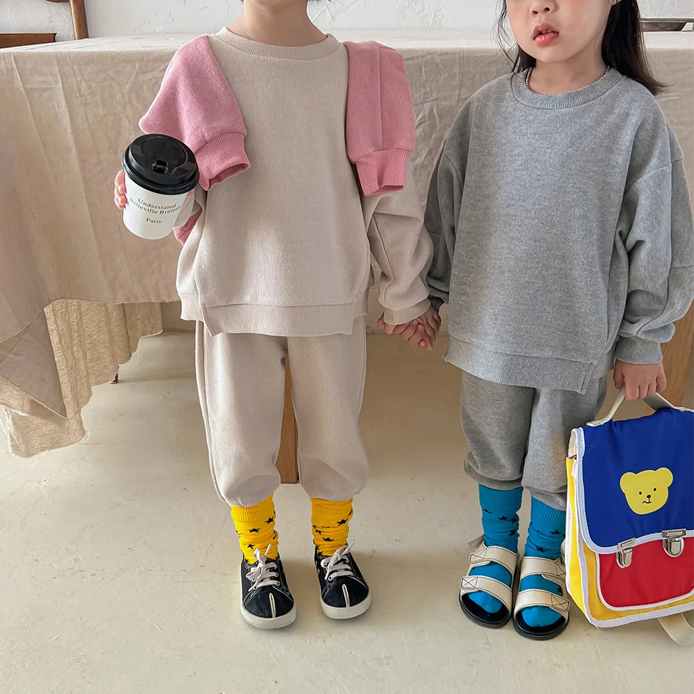 

Spring New Children Casual Pullover + Pants 2pcs Suit Boys Girls Long Sleeve Sport Clothes Set Kids Sweatshirt Set Baby Outfits