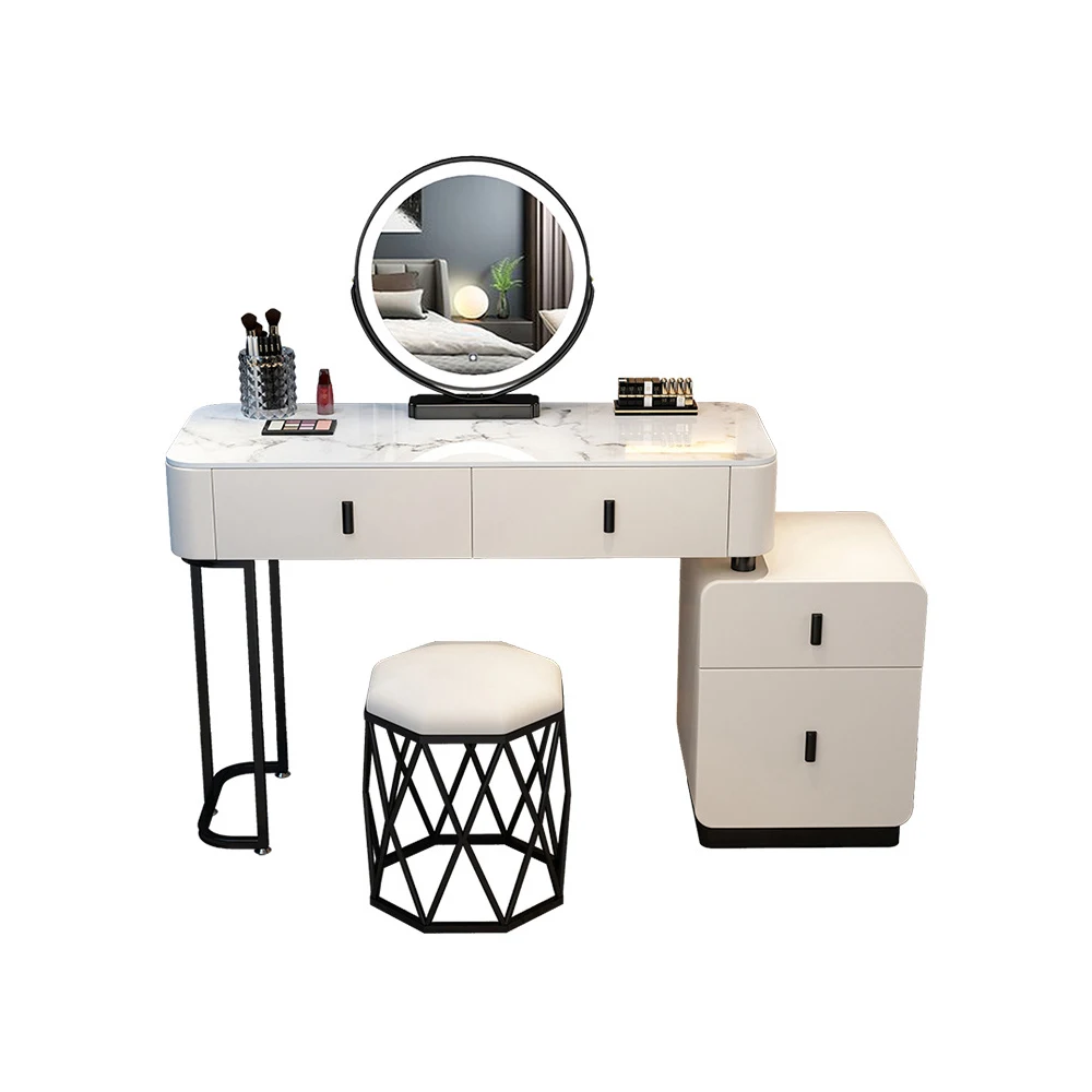 

80/100/120cm Wide Dressing Table Imitation Marble Rock Top Furniture With Mirrors Cabinet Or Stool