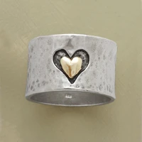 fashion simple gold color heart ring men and women wedding holiday gift gothic retro silver color jewelry accessories wholesale