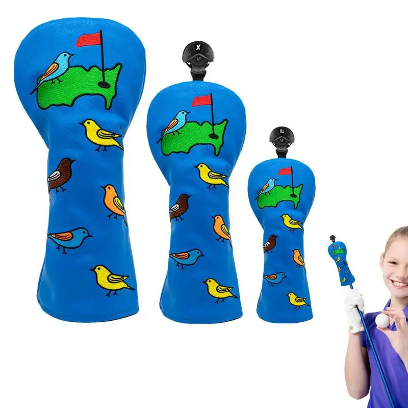 

Waterproof Golf Club Covers 3pcs PU Golf Headcover with Flannelette Liner Golf Club Irons Protective Covers Golf Accessories