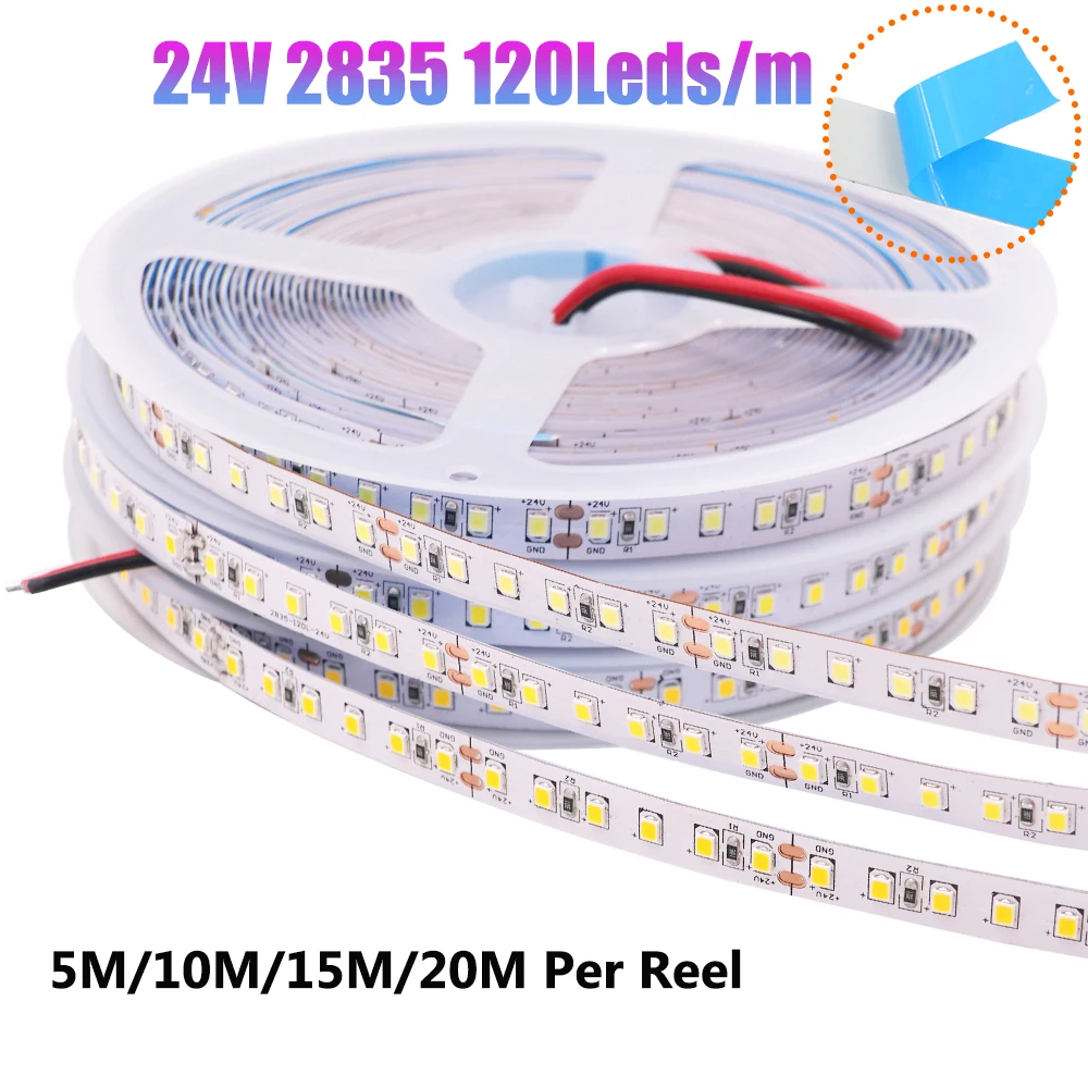 

DC 24V LED Strip Lights 5M 10M 15M 20M 2835 Tape Light Ribbon 120LEDs/m Natural White / Warm White / White IP21 Home Decor Lamp