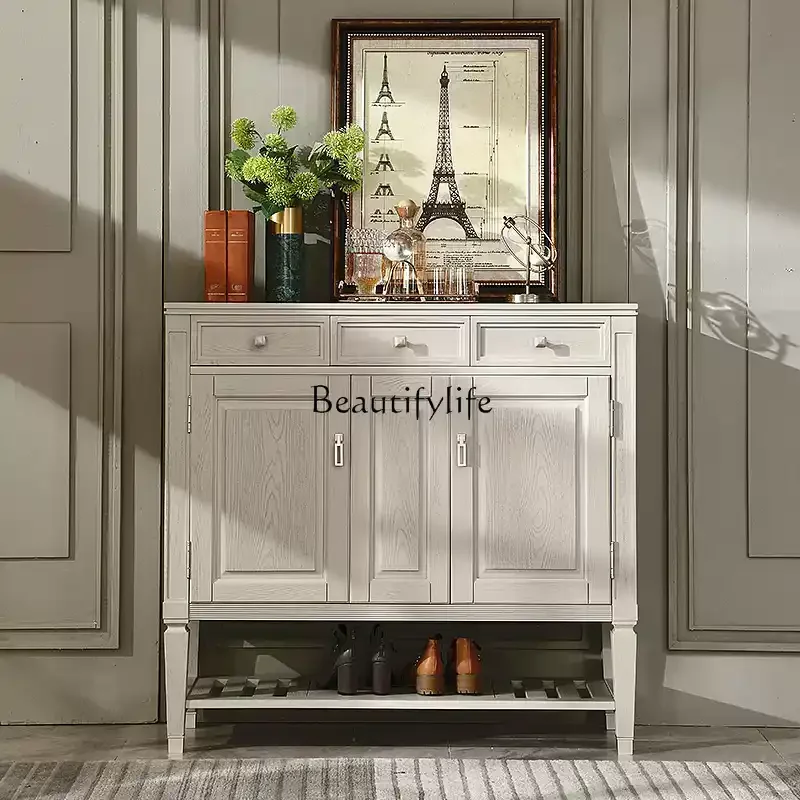 Американский светлый роскошный светло-серый красный дуб двухслойный шкаф для