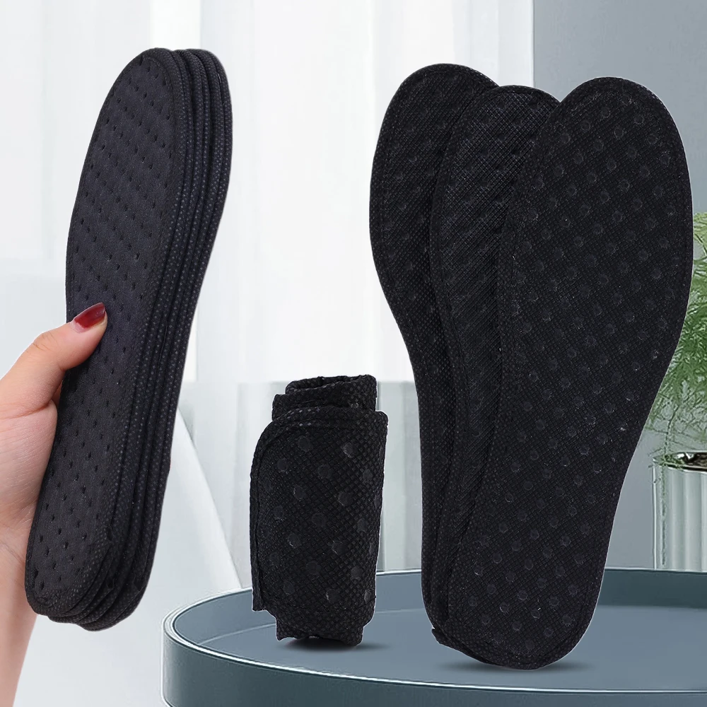 4PCS Deodorant Foot Insoles Bamboo Charcoal Insert Absorb-Sweat Mesh Breathable Thin Sport Shoe Pad Suction Perspiration Insole