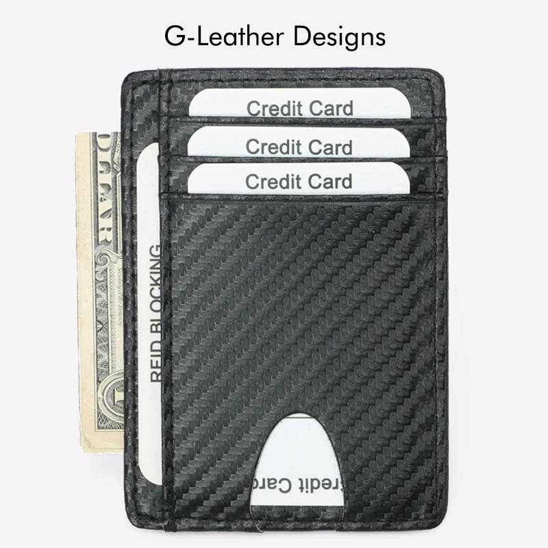 2023 New Fashion Carbon Fiber Pattern Leather Card Holder Men Credit Card Case ID Card Wallet With Transparent Window