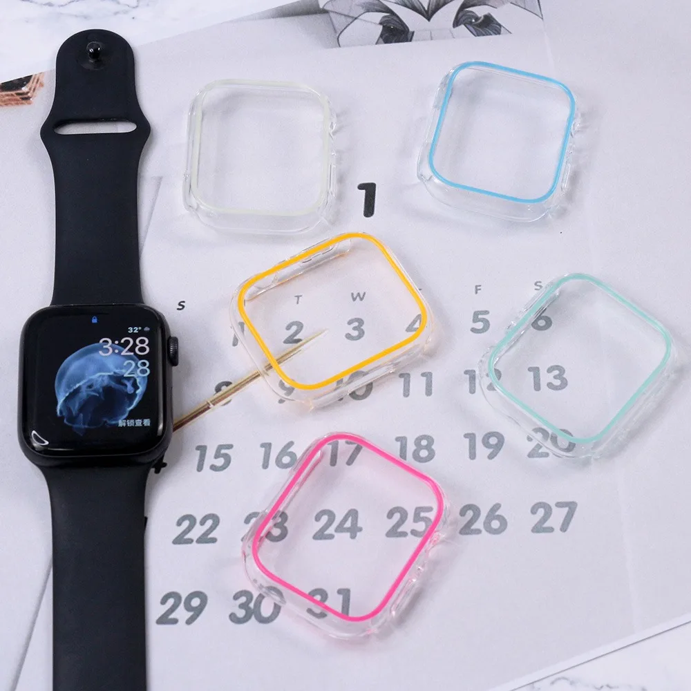 Фото Флуоресцентный полый чехол для Apple Watch Case 49 мм 45 44 41 40 38 46 42 мм без защитной пленки для экрана iWatch 11 10 9 8 7 6 5 4 SE №3