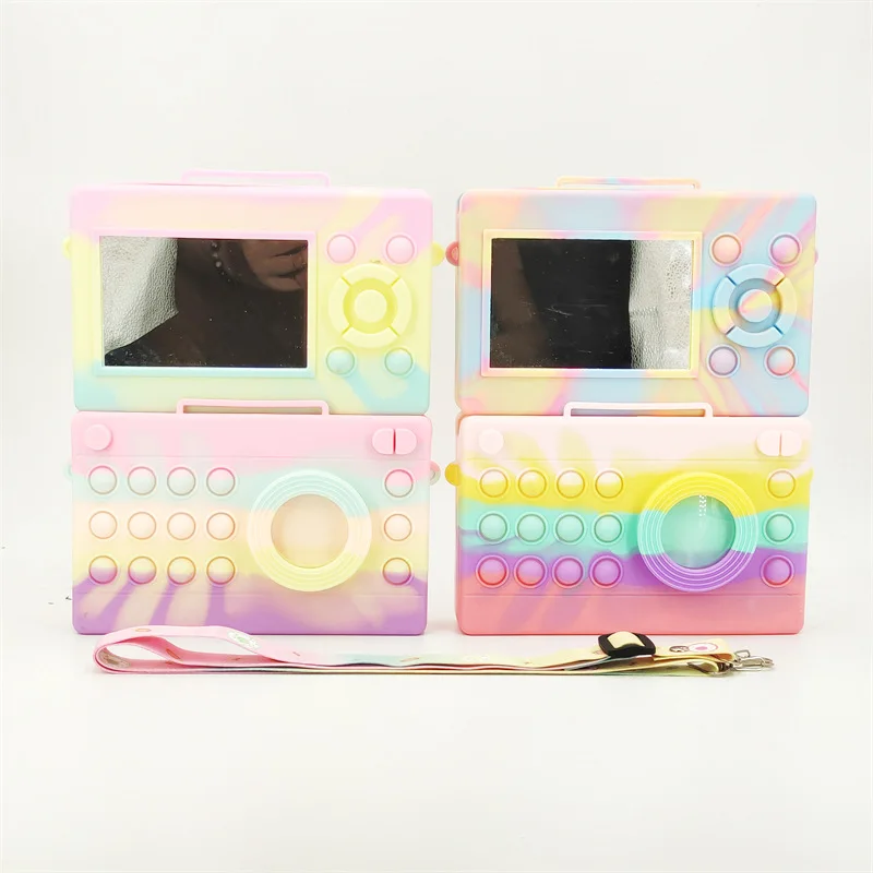 

2022 Kawaii Camera Make Up Shoulder Bag Fidget Toy Pop Push Bubble Simple Dimple Squishy Anti Stress Squeeze Toys for Kid Gifts