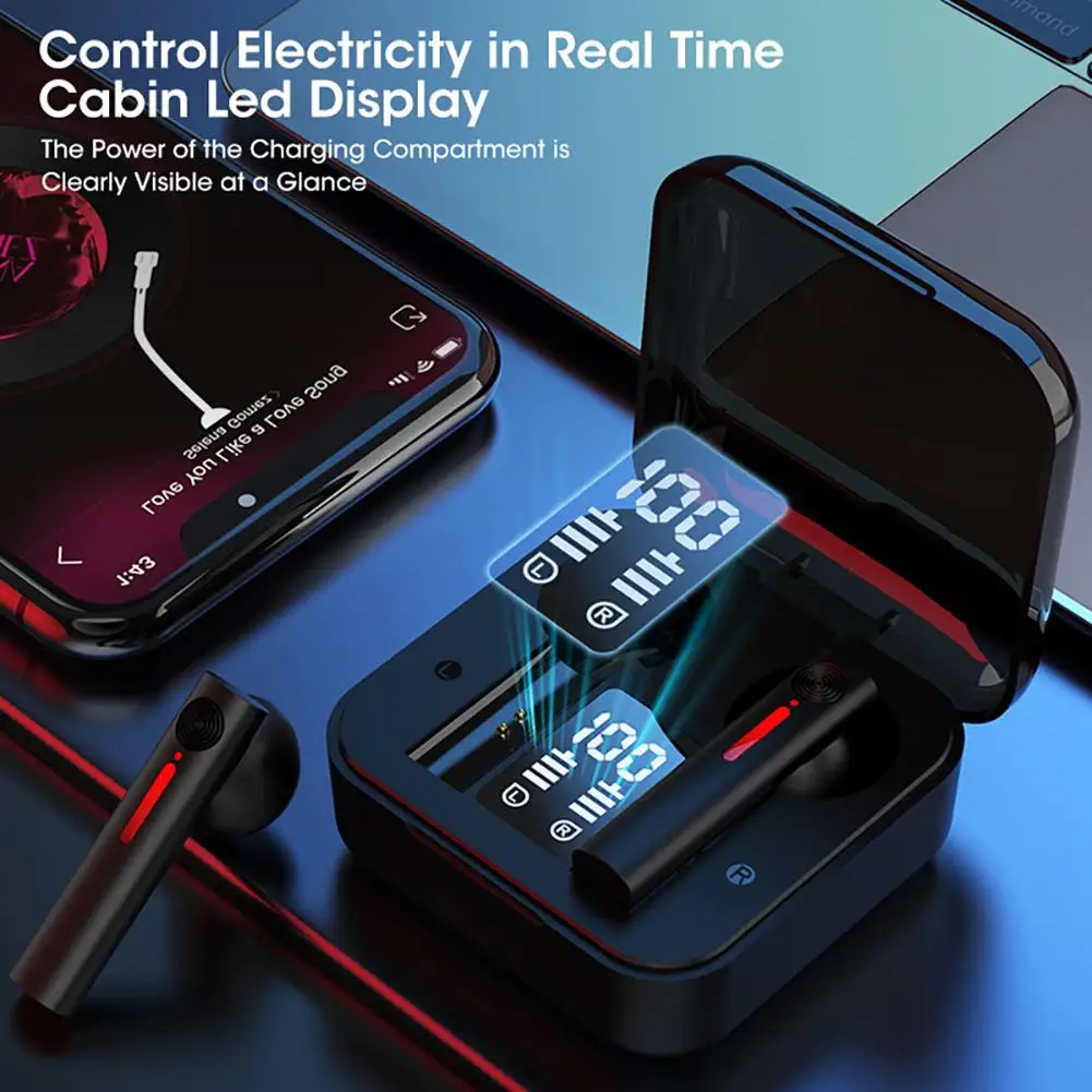 

Portable for T13 Bluetooth-compatible 5.2 Headset Digital Display Earbuds Subwoofer In-ear Tws Wireless Earphones