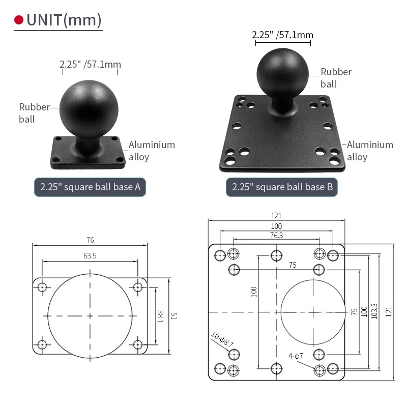 2 25 &quotшаровое Крепление с круглой основой и 100x100 мм VESA пластина для вилочного