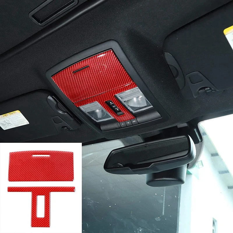 

Roof Reading Light Trim Cover Top Read Light Inner Decoration Trim for Dodge Challenger 2015-2021 Red Real Carbon Fiber