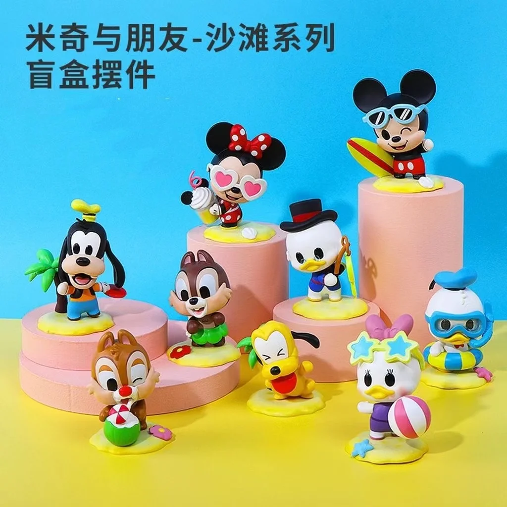 

Disney Mickey and Friends Beach Series Blind Box Pluto Goofy Donald Duck Action & Toy Figures Ornaments Children's Birthday Gift