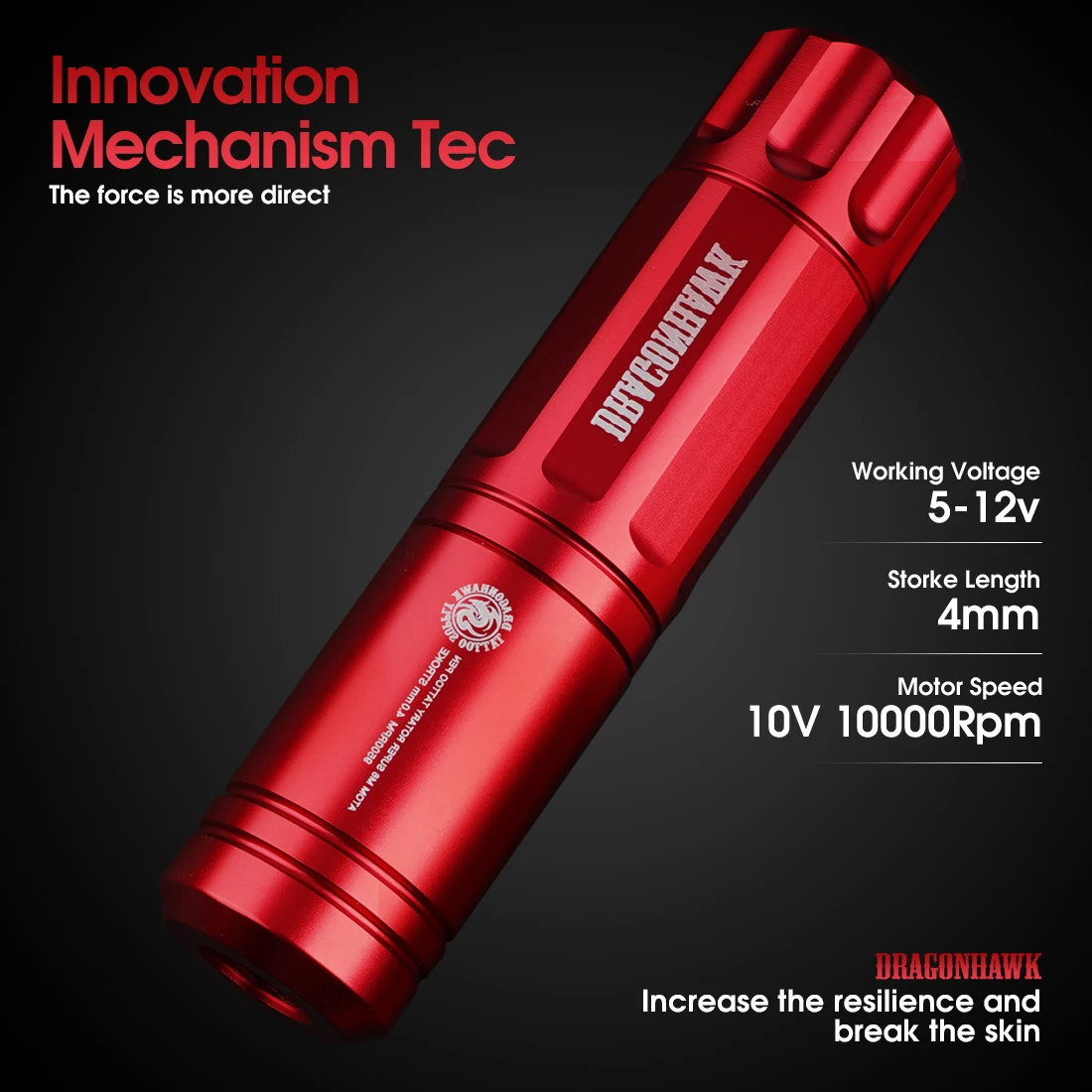 Ручка для татуировок Dragonhawk регулируемая яркая моторная лампа длина хода 4 мм