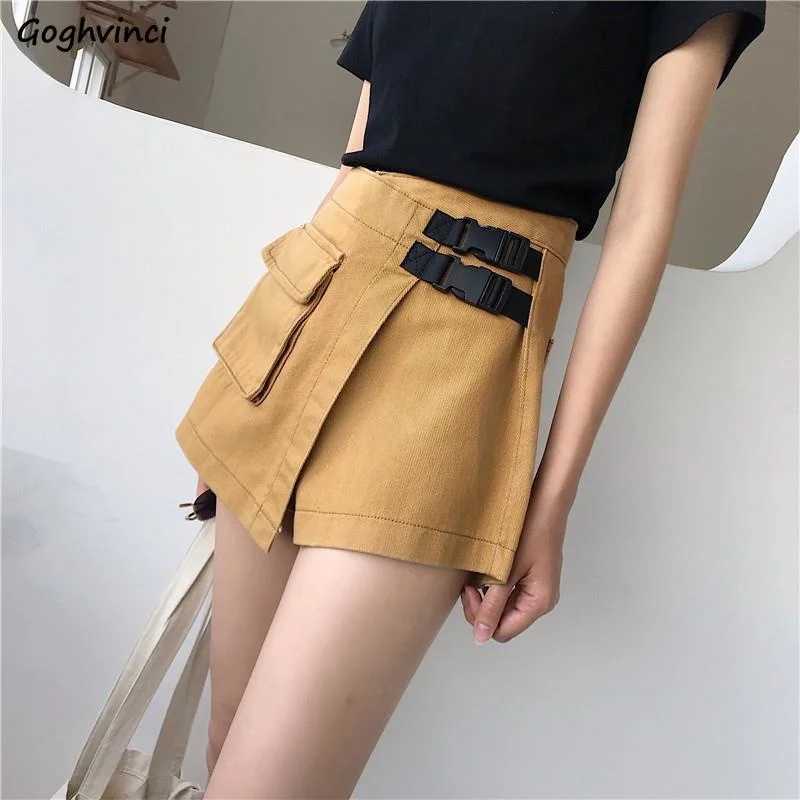 

Shorts Women Summer All-match High Waist Fashion Loose Denim Solid Ulzzang Patchwork Pockets Friend Casual Street Style Students