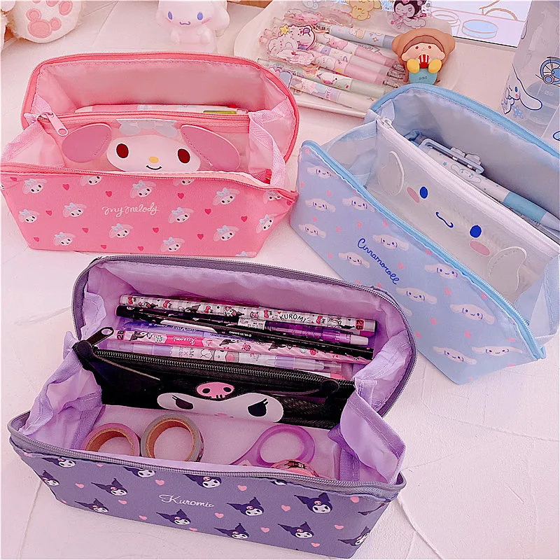 

Sanrio мультяшная косметичка в японском стиле милая Мелодия Карандаш Чехол Kuromi Kawaii Аниме Сумка подарки для девушек студенток большой емкости