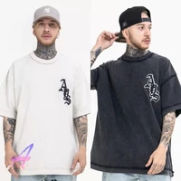 askyurself mens clothing high quality vintage letters embroidered womens short sleeves t shirt
