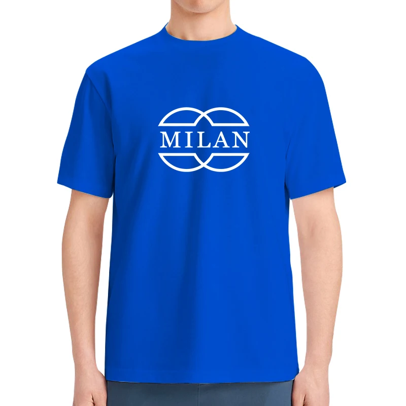 Футболка мужская с круглым вырезом из дышащего хлопка принтом Милана