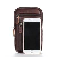 portable mens mobile phone pockets leather belt clip bag fashion crossbody backpack shoulder bag waistbag