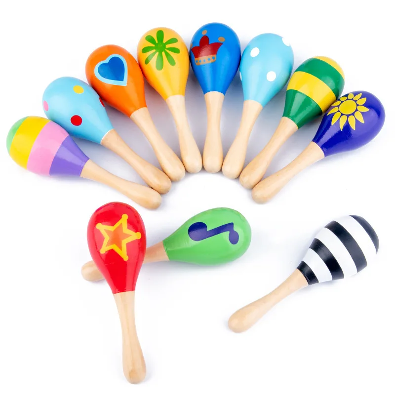 

Wood toddler Wholesale montessori educational baby toys wooden musical maracas