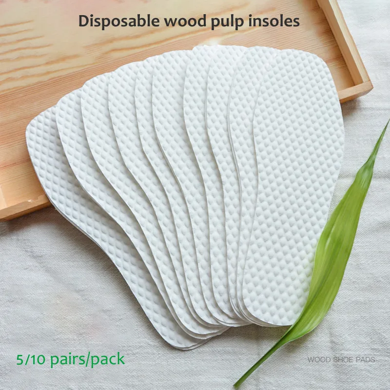 

5/10 Pairs Disposable Insoles Nature Wood Pulp Insoles Breathable Thin Sweat Absorbing White Comfortable Shoe Pads for Men Women