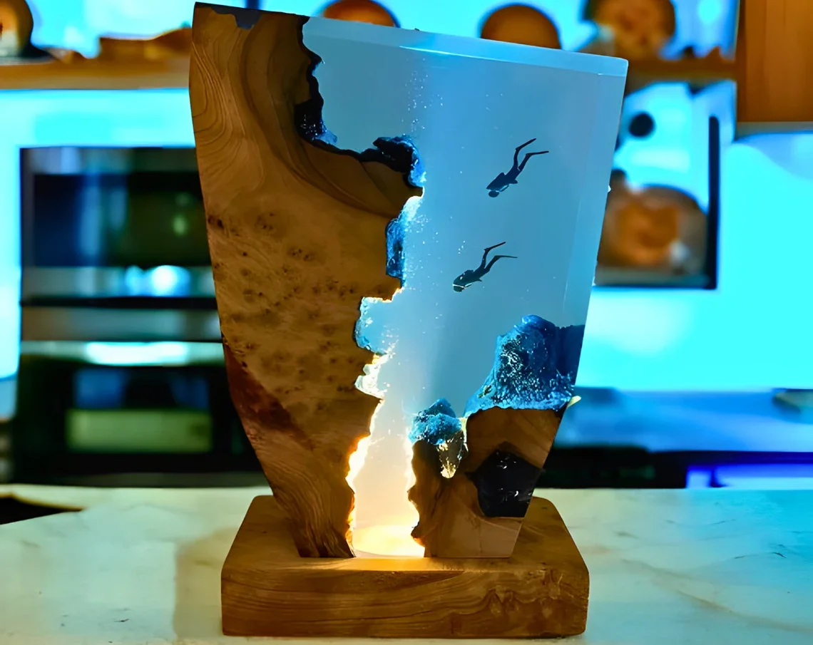 Лампа для сна из эпоксидной смолы подводное плавание океан эпоксидная ночная