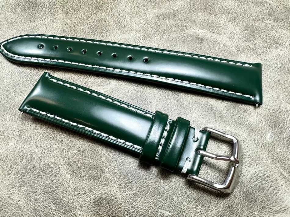 Handmade Dermis Black Premium Strap 18mm 19mm 20mm 21mm 22mm Belt Wrist Band Green Real Leather Replace Watchband Watch Chain