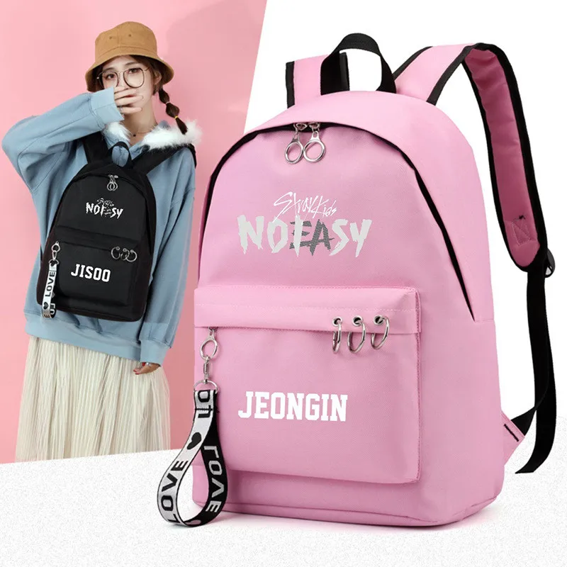 

KPOP Stray Kids NOEASY Name Letter Printing School Backpack Big Capacity Bag Felix Seungmin Students Supplies
