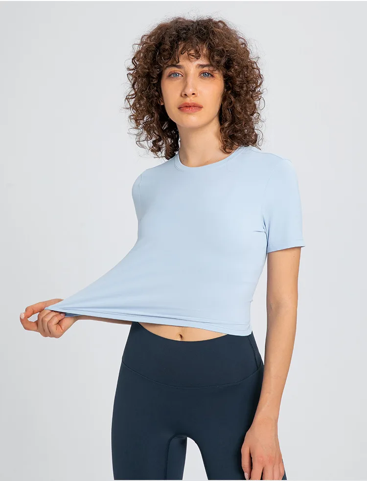 LuluTop Women Gym Shirts Women's Short Sleeve Top Yoga Fitness Sport Crop T-shirt Sportswear Outdoor Leisure Womens Clothing