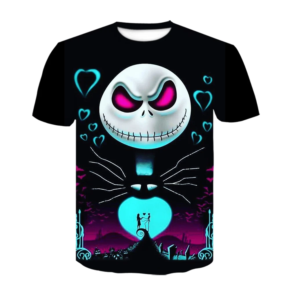 Halloween Disney The Nightmare Before Christmas T-Shirts Jack Skellington 3D Print Men Women Fashion Oversized T Shirt Kids Tops