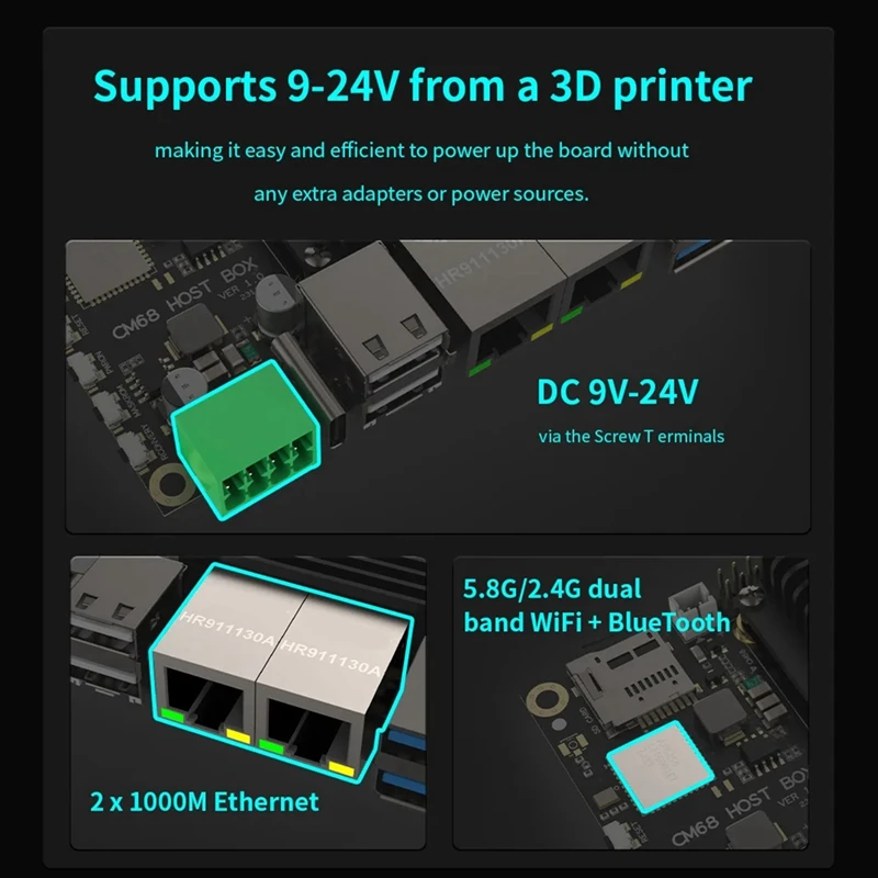 Хост-бокс CM68 на базе Core CAN-шины - совместимый выход 2X1000 м Ethernet 5Xusb-порт для Klipper Voron VS