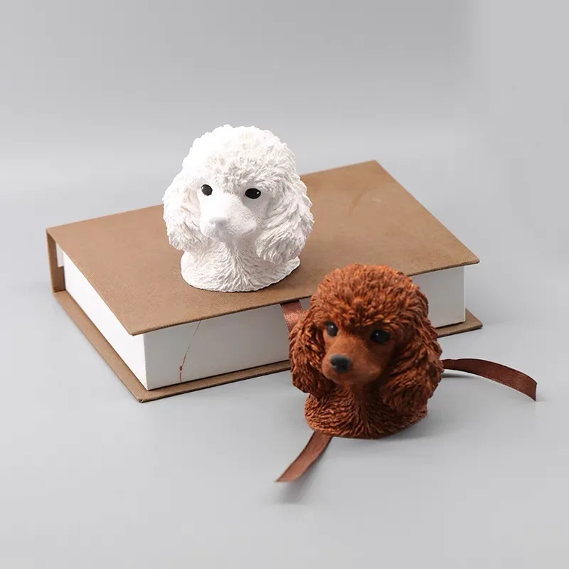 

3D силиконовая форма в виде пуделя для изготовления головок Тедди, ароматерапия, гипсовая свеча, эпоксидная смола, украшение для рабочего стола автомобиля