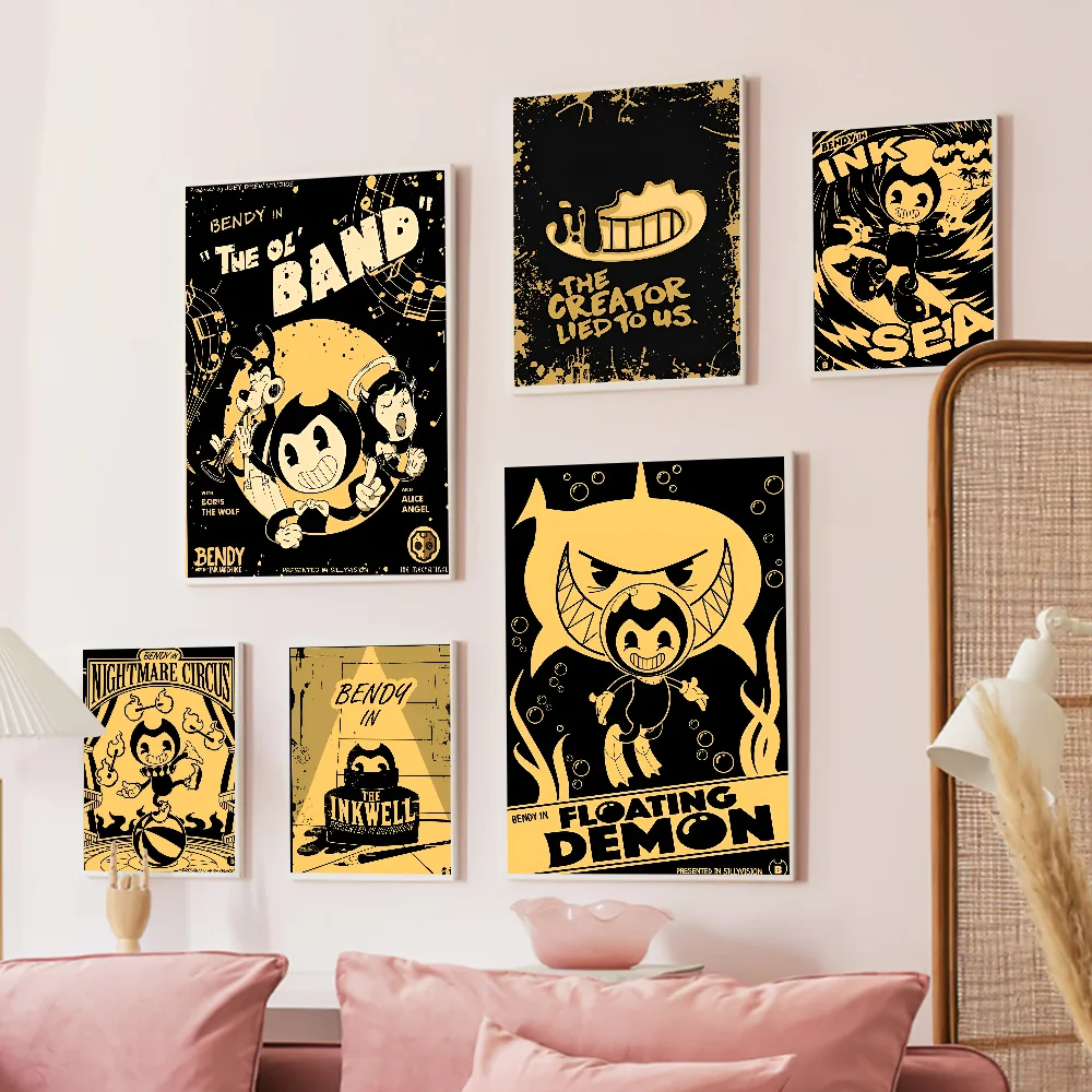 B-Bendy A-And The L-Ink M-Machine самоклеящийся художественный постер белая бумага принты