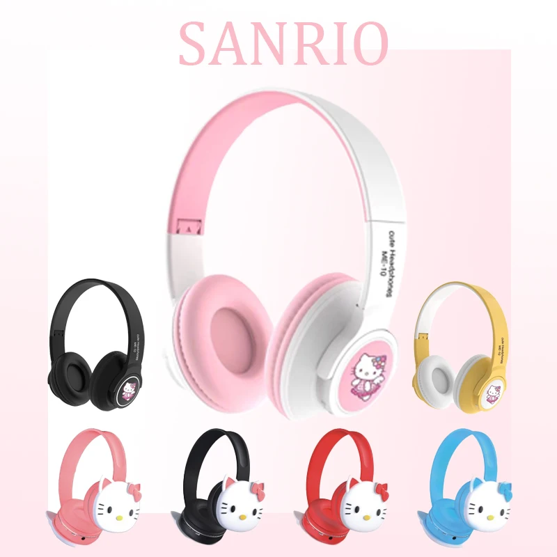 

Kawaii Sanrio Hello Kitty Wireless Bluetooth Headset Cute Cartoon Girls Head Wear Foldable High Quality Noise-cancelling Headset