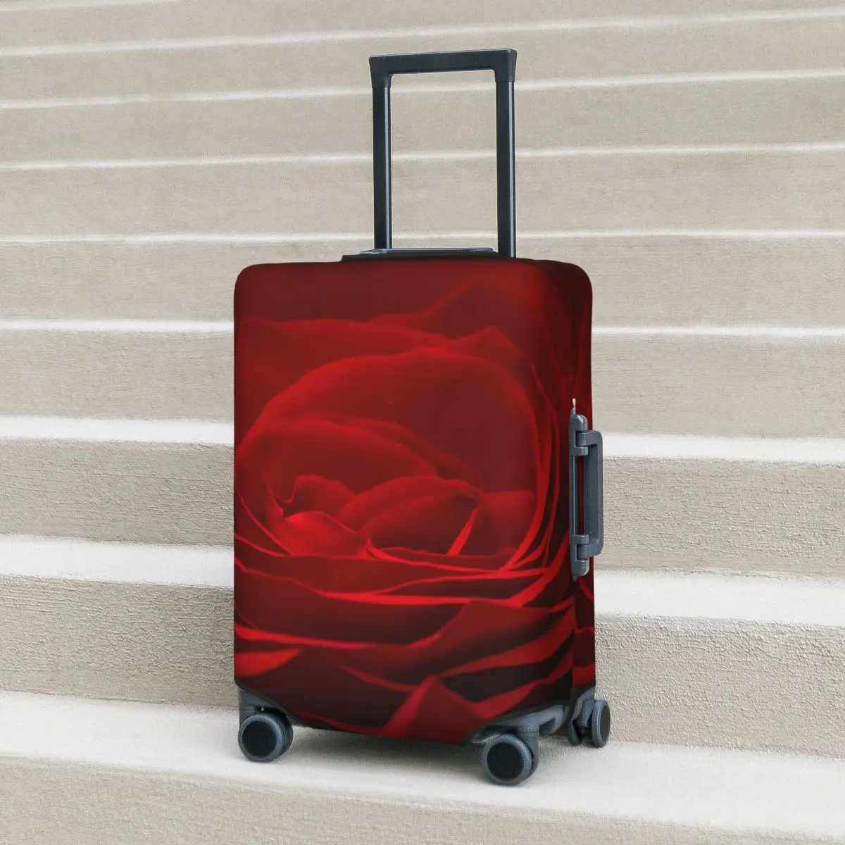 

Red Blood Rose Suitcase Cover Flight Flower Print Useful Luggage Case Cruise Trip Protection