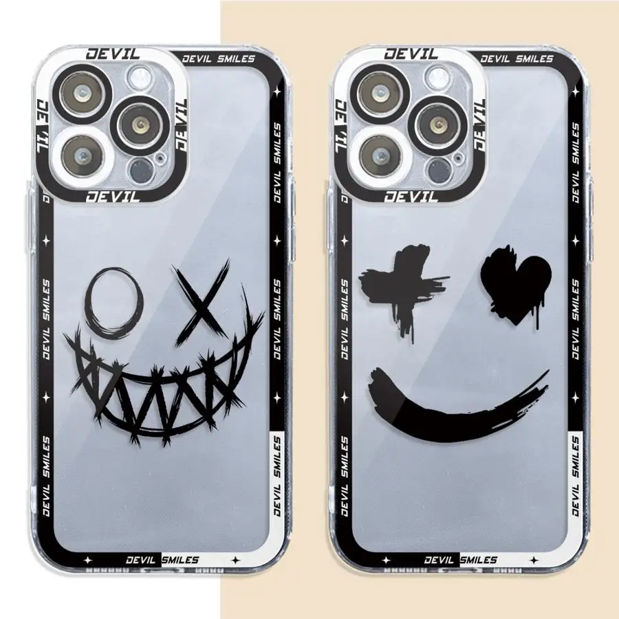 Comic Art Smiley Face Cover Phone Case for Apple iPhone 13 15 16 Pro Max 14 11 12 7 8 Plus X XS MAX XR Plu Soft TPU