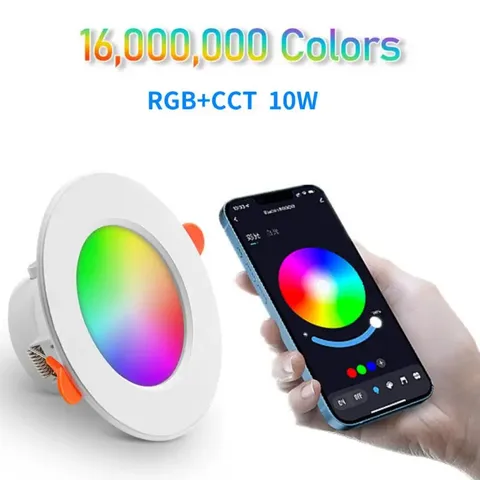 Tuya Smart светильник Bluetooth полноцветное СИД лампа встраиваемый круглый свет умного дома светильник RGBCW/CCT затемнения 110V/220V