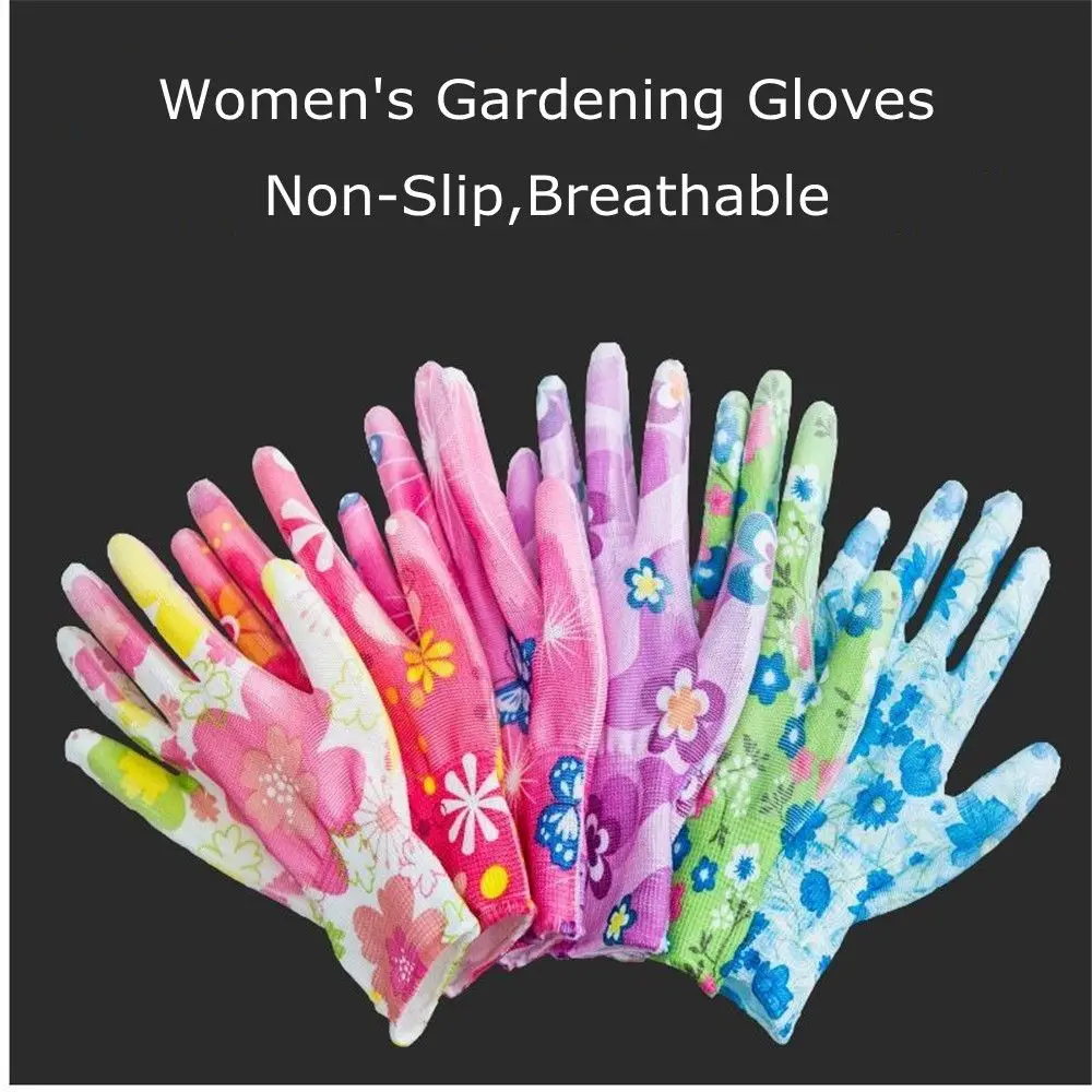 

Перчатки женские нескользящие с цветочным рисунком, для сада и уборки растений, с покрытием ладони, Нескользящие, для защиты домашнего труда