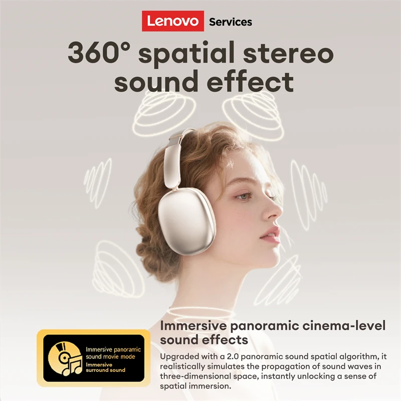Фото Беспроводная Bluetooth 5.0 гарнитура Lenovo LES-107 с объемным звуком, складные игровые наушники HiFi Bass, 26 часов автономной работы №4