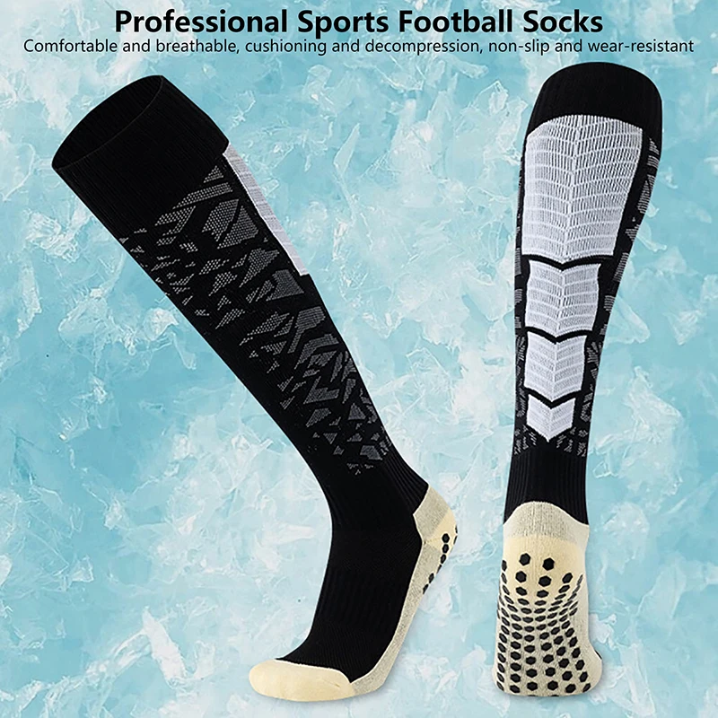

1pair Adult Long Football Socks Quick Drying Sports Socks Towel Ring Bottom Adhesive Thickening Anti Slip And Breathable Sock