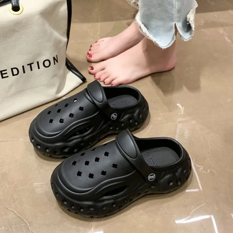 2023 Fashion Charms Clog Shoes Outdoor Slides Women Street Slippers Thick Sole Cute Bow Summer Platform Sandals For Girls