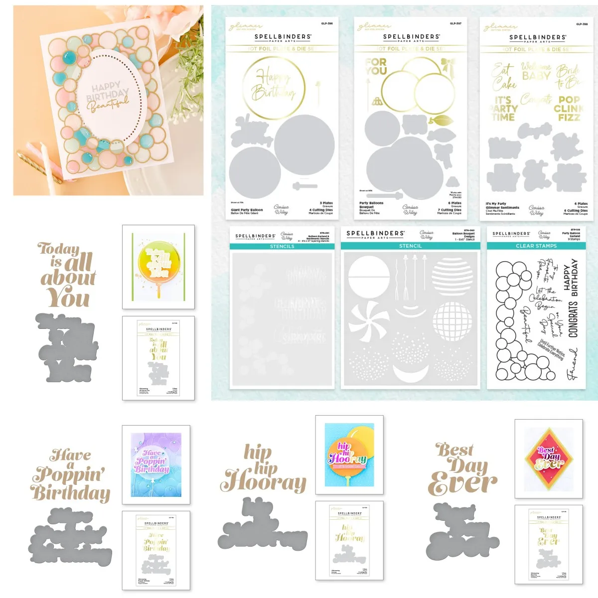 

Birthday Balloon Letter Party Pack Shape Metal Cutting Dies Clear Stamps Stencil Hot Foil Scrapbook Craft Template Decoration