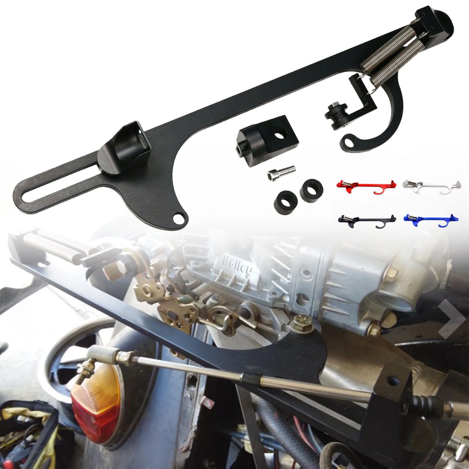 

Алюминиевый кронштейн троса дроссельной заслонки двигателя гоночного автомобиля для карбюратора серии 4150 4160, 350, черный, красный, серебристый