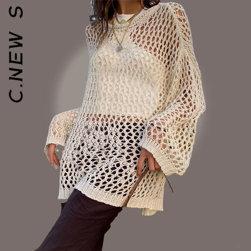 C.New S женский свитер вязаный Модный популярный простой стильный |