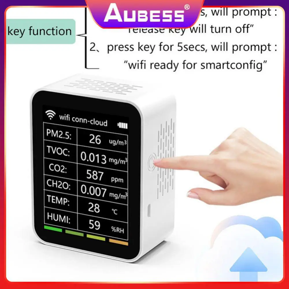 

Tuya Smart Remote Monitor Pm2.5 Tvoc Co2 Ch2o Lcd Large Screen Wifi Air Quality Detector Analyzer Multifunctional Detector