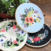 embroidery thread diy fun handmade plant hanging picture home decor vintage flower cross stitch hanging picture embroidery hoop