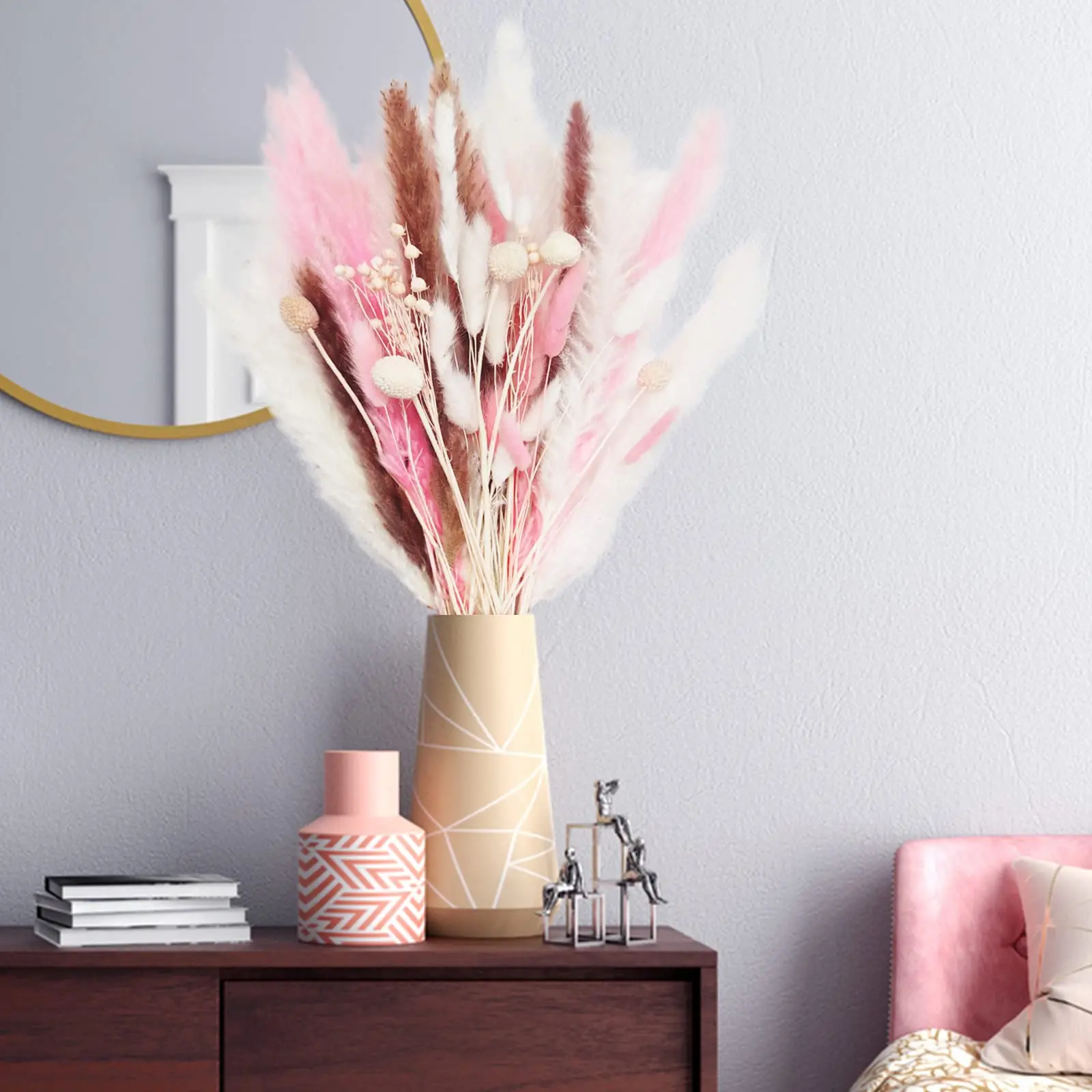 

Boho Wedding Home Decoration Flower Arrangements,63 sticks Various Dried Pampas Grass, Bunny Tails Dried Flowers combination