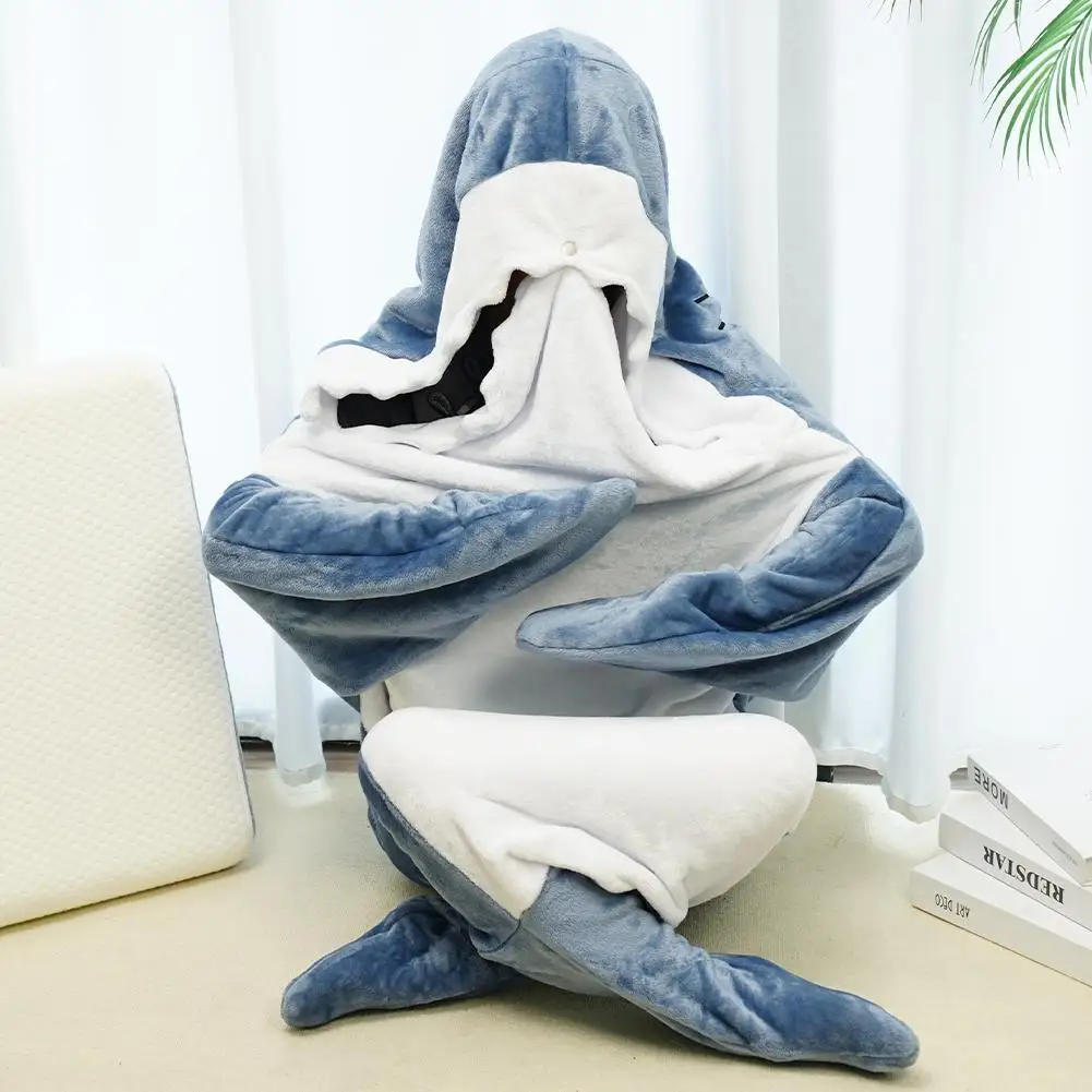 

Home Sleeping Blanket Shark Shape Blanket Soft Animal Tail Sleeping Bag Animals Shape Wearable Blanket Hoodie For Women