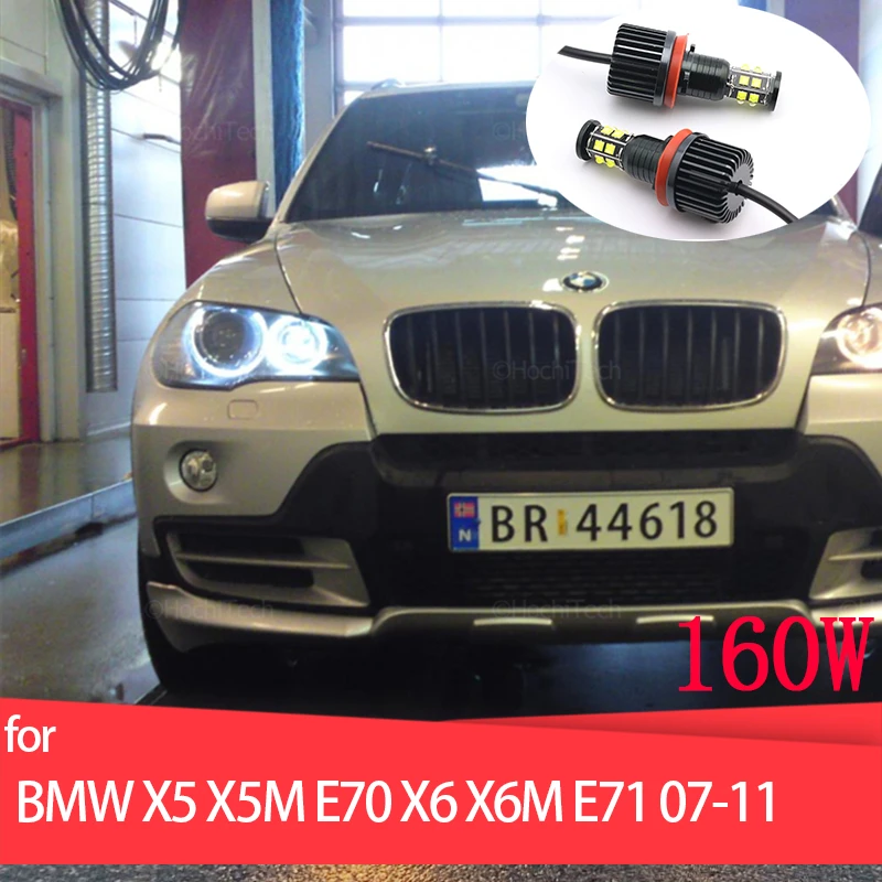 

160W White Angel Eyes Marker Light Bulbs Bright Headlights Replacement Car Accessory For BMW X5 X5M E70 X6 X6M E71 2007-2011